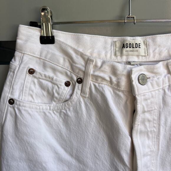 AGOLDE Fen White High Rise Straight Leg Distressed Jeans Size 27 - Picture 4 of 10
